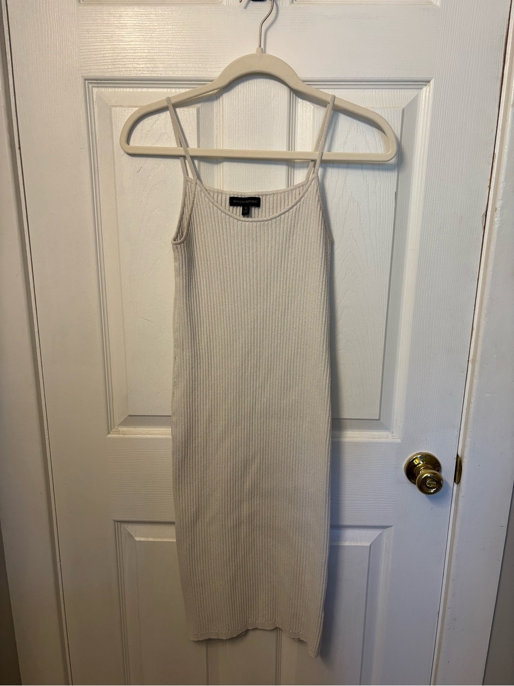Banana Republic Ribbed Tank Midi Dress in Cream